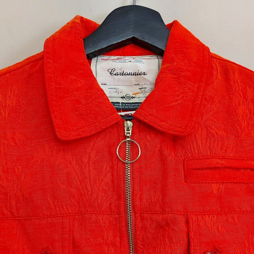 ANTHROPOLOGIE Cartonnier  Jacquard Eisenhower Jacket Size XXS Orange - Picture 7 of 12